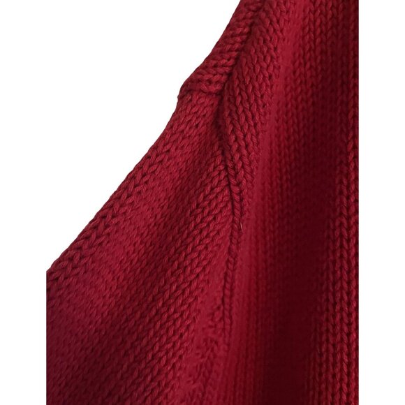 Polo CHAPS Mock Turtle Neck Red Quarter Zip 100% Knit Cotton Sweater Mens Large - Picture 11 of 14